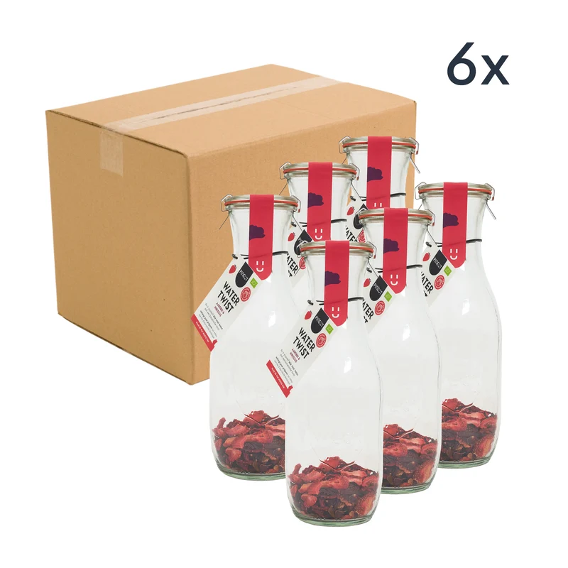 Watertwist | Karaf | Aardbei & Hibiscus BIO | Doos met 6 stuks