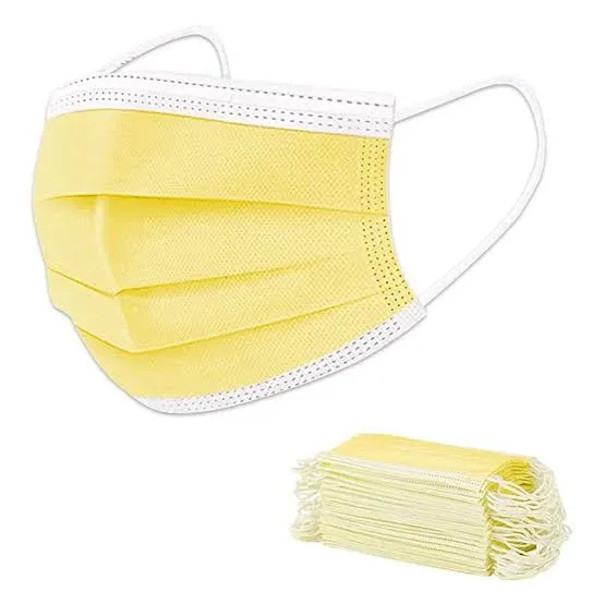 Face Mask 3 Ply 5’s - Yellow