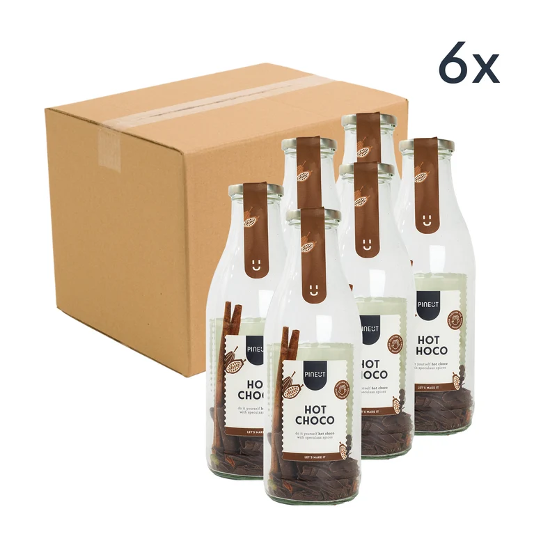 Warme chocomelk maken | Origineel cadeau in fles | Karaf | Doos met 6 stuks