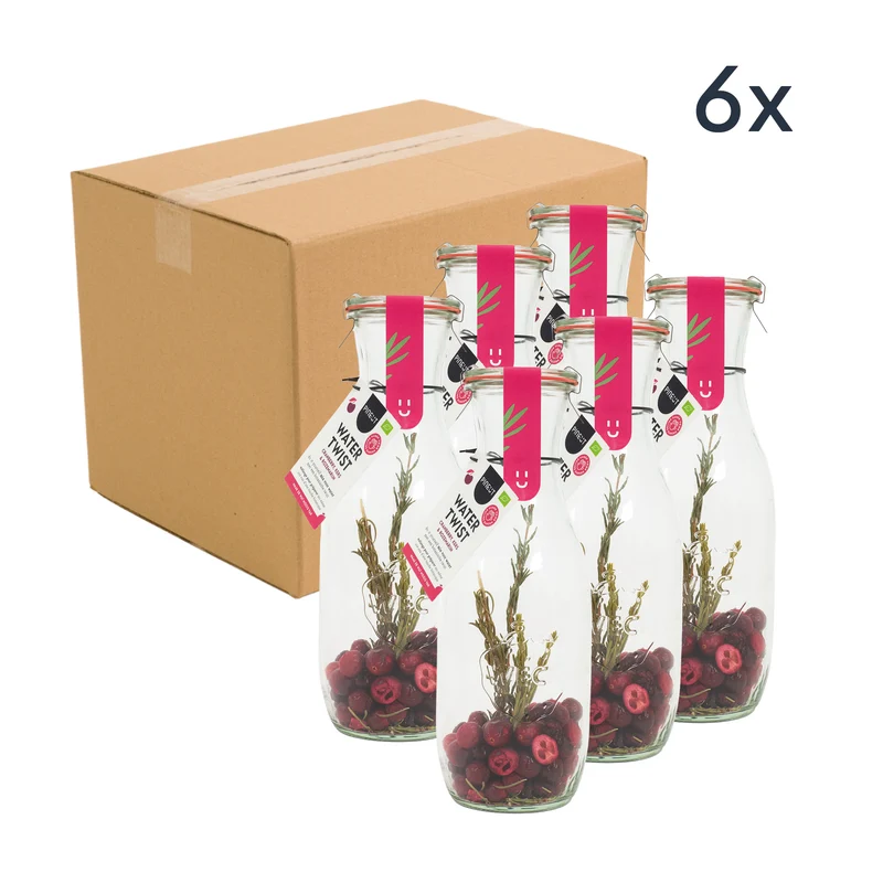 Watertwist | Karaf | Cranberry, Kers & Rozemarijn BIO | Doos met 6 stuks