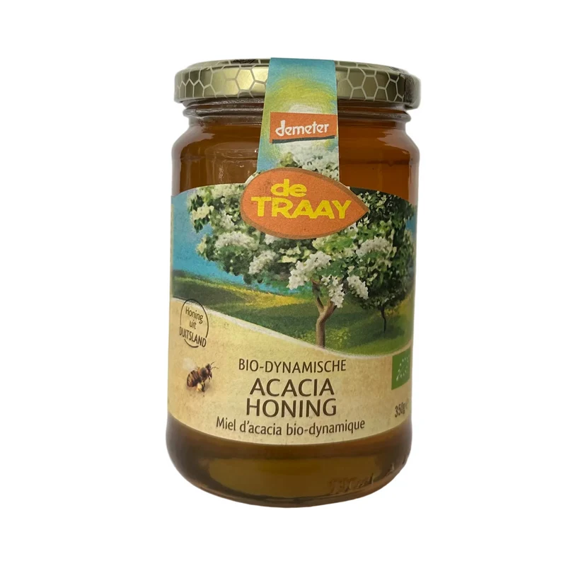 Biologische dynamische demeter acaciahoning Duitsland 350g de Traay (vloeibaar)