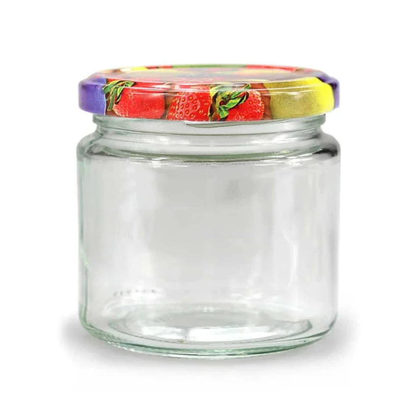 Glazen pot 385 ml met deksel – 6 stuks lage brede pot