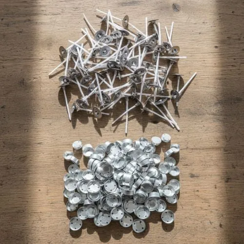 Aluminium cups en lontjes 100 stuks – voor waxinelichtjes gieten
