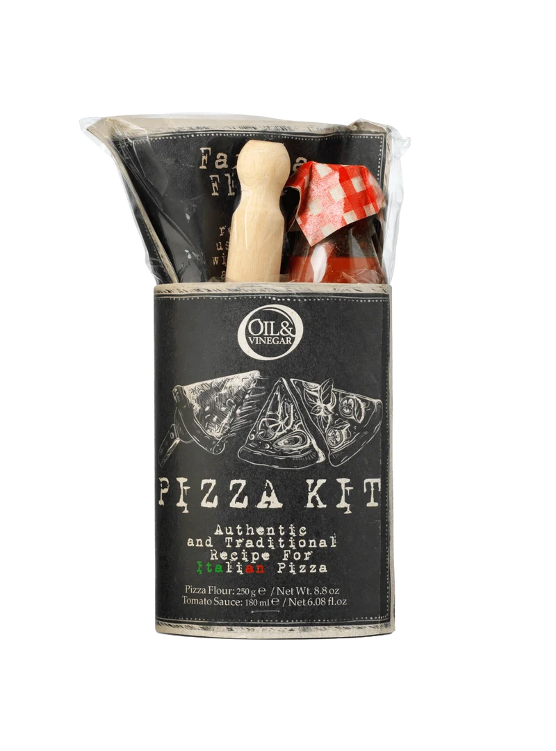 Italiaanse Pizza Kit met Pizzameel, Tomatensaus & Deegroller - Cadeauset