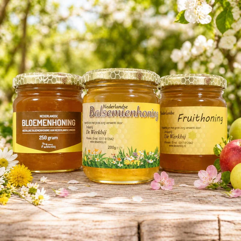 Nederlandse honingpakket – Bloemenhoning, Balsemienhoning & Fruithoning 250g