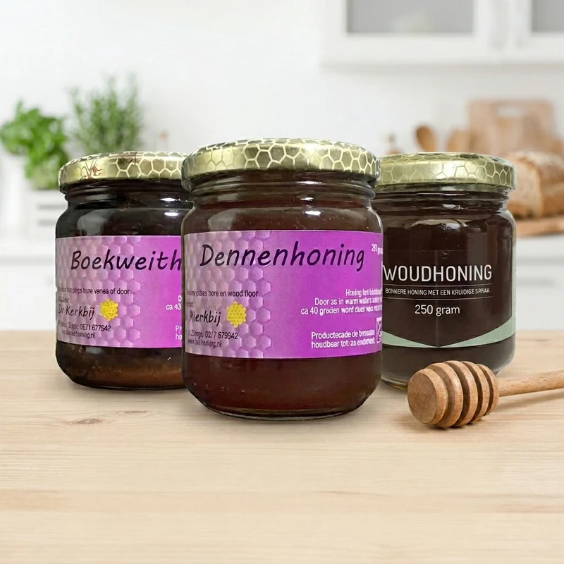 Donker honingpakket - Kastanjehoning, Dennenhoning & Woudhoning 250gr