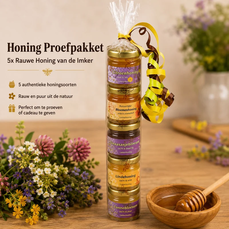 Honing Proefpakket – 5x Rauwe Honing van de Imker