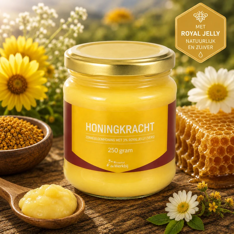 Honingkracht – Zonnebloemhoning met Royal Jelly (250 gram)