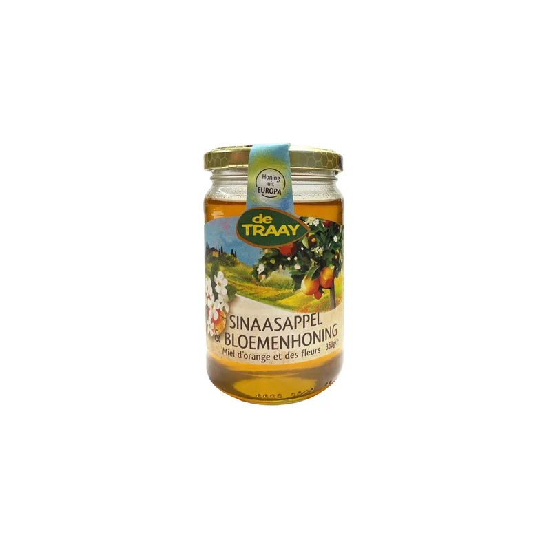 Sinaasappel en bloemenhoning 350g de Traay (vloeibaar)