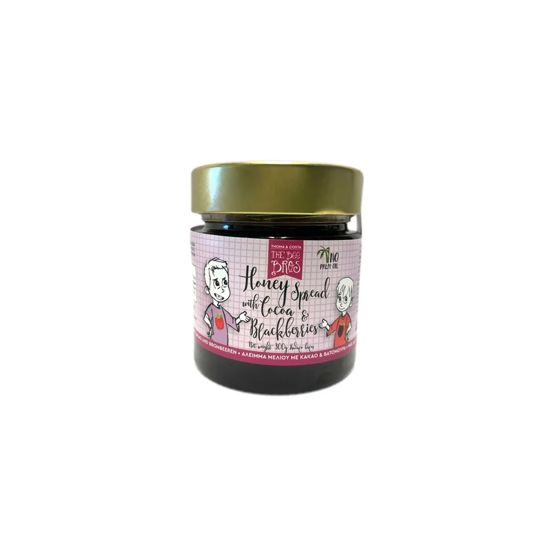 Honing beleg cacao zwarte bes 300g Griekenland The Bee Bros