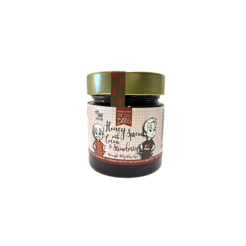 Honing beleg aardbei cacao 300g Griekenland The Bee Bros