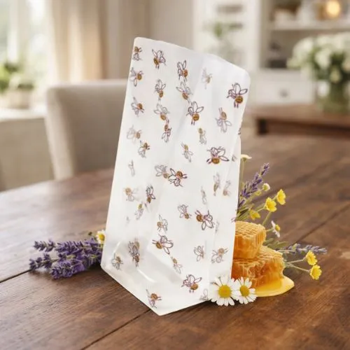 Blokbodemzakjes met bijenprint 235x145mm – papieren cadeauzakjes