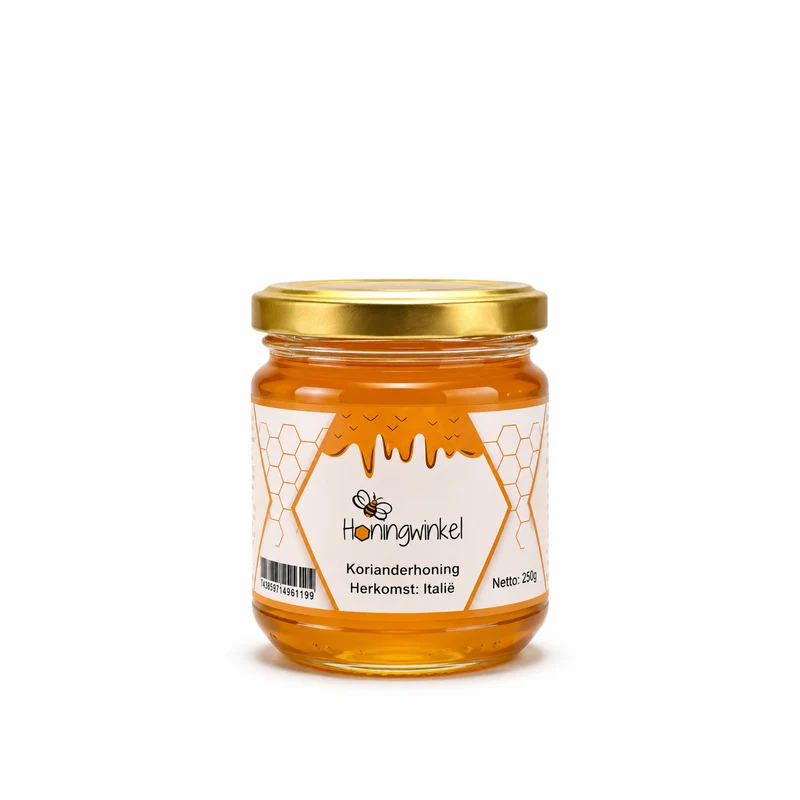 Korianderhoning 250g Italië Honingwinkel (vloeibaar)