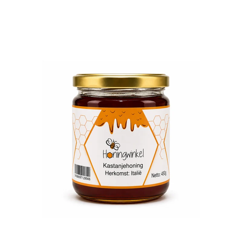 Kastanjehoning 450g Italië Honingwinkel (vloeibaar)