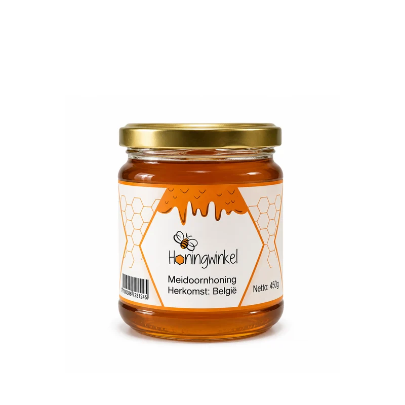 Meidoornhoning 450g België Honingwinkel (vloeibaar)