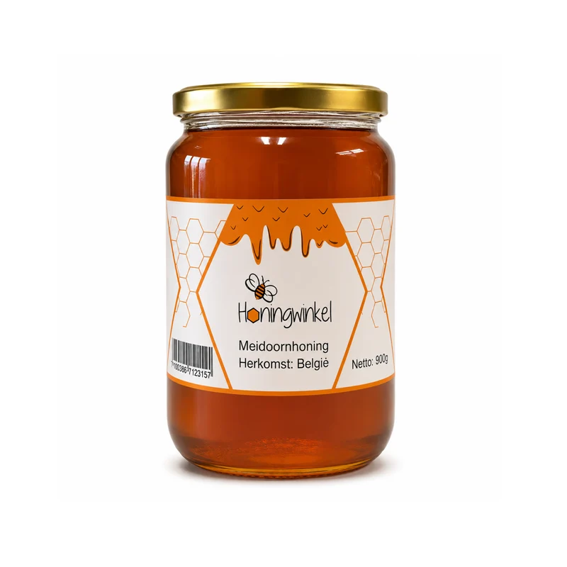 Meidoornhoning 900g België Honingwinkel (vloeibaar)