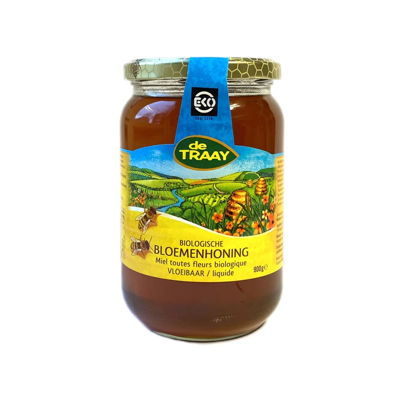 Biologische bloemenhoning 900g de Traay (vloeibaar)