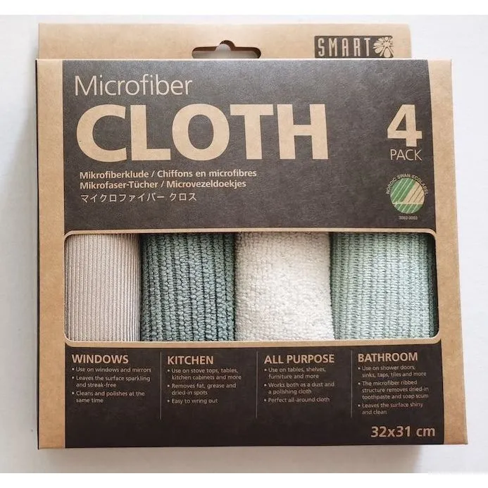 Smart Microfiber System Microvezeldoekjes Grijs Groen 4 stuks