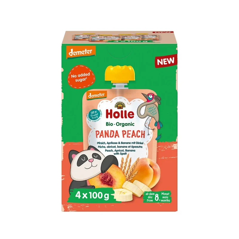 Holle Knijpfruit Panda Peach Multipack 4 stuks