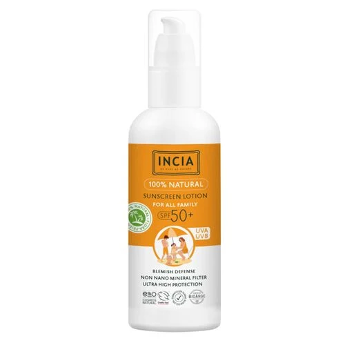 Incia 100% Natural Sunscreen Lotion Family SPF 50+ 100 ml
