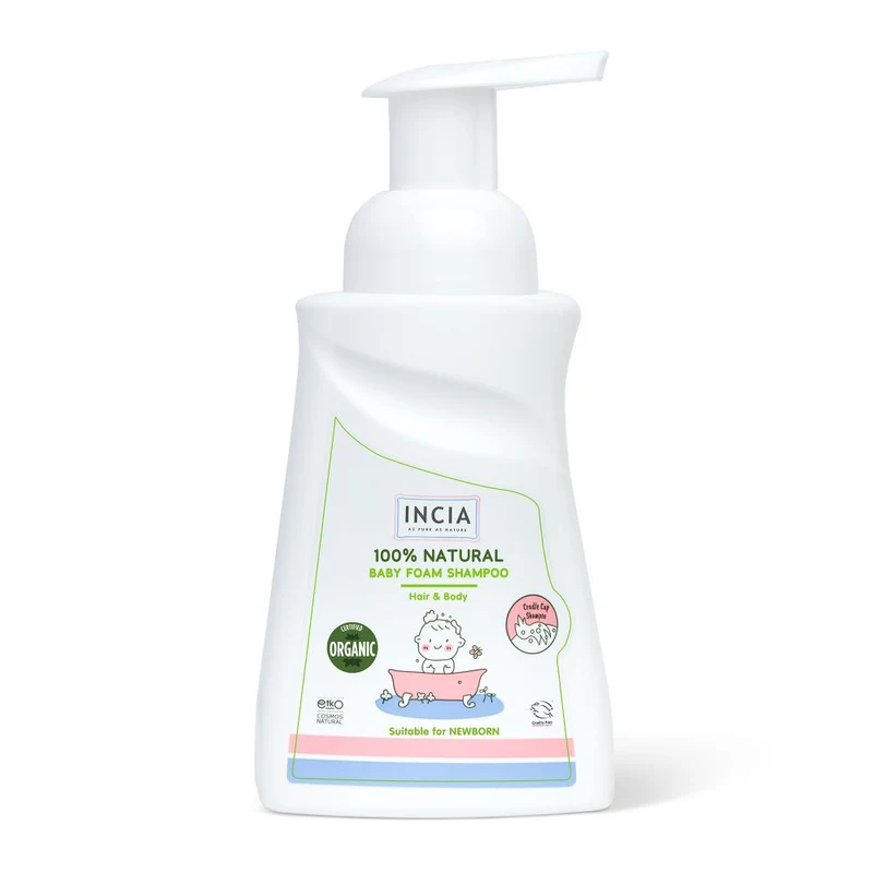 INCIA 100% Natuurlijke Baby Schuim Shampoo Hair & Body 200 ml