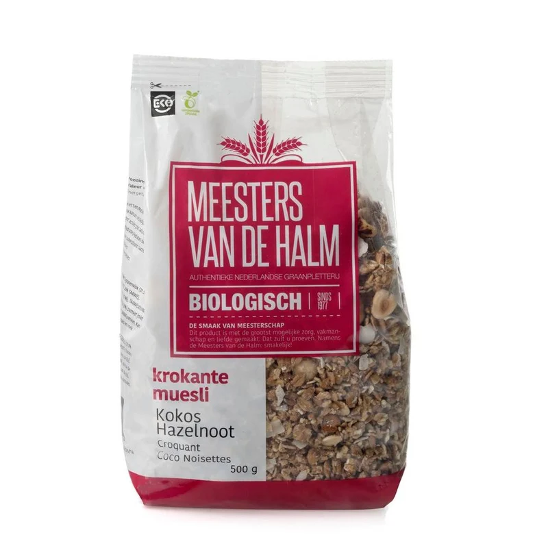 De Halm Muesli Krokant Kokos Hazelnoot 500 gram