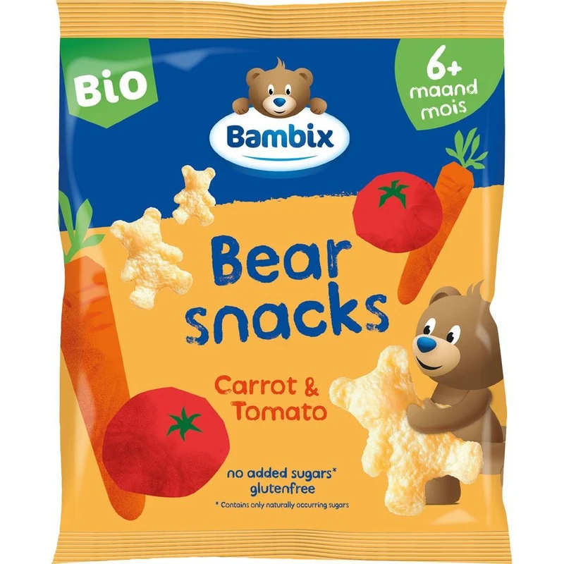 Bambix Bearsnacks Wortel & Tomaat 6M+ Bio 180 gram