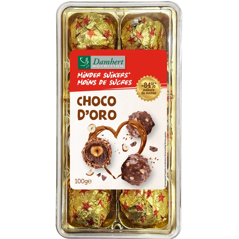 Damhert Choco doro minder suiker 100 gram