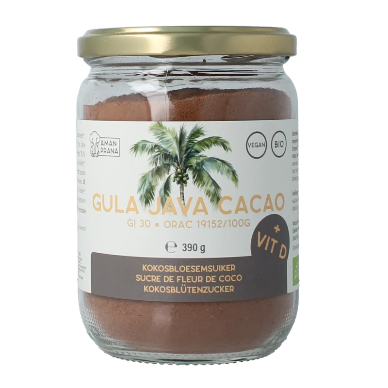 Amanprana Gula java cacao met vitamine D 390 gram