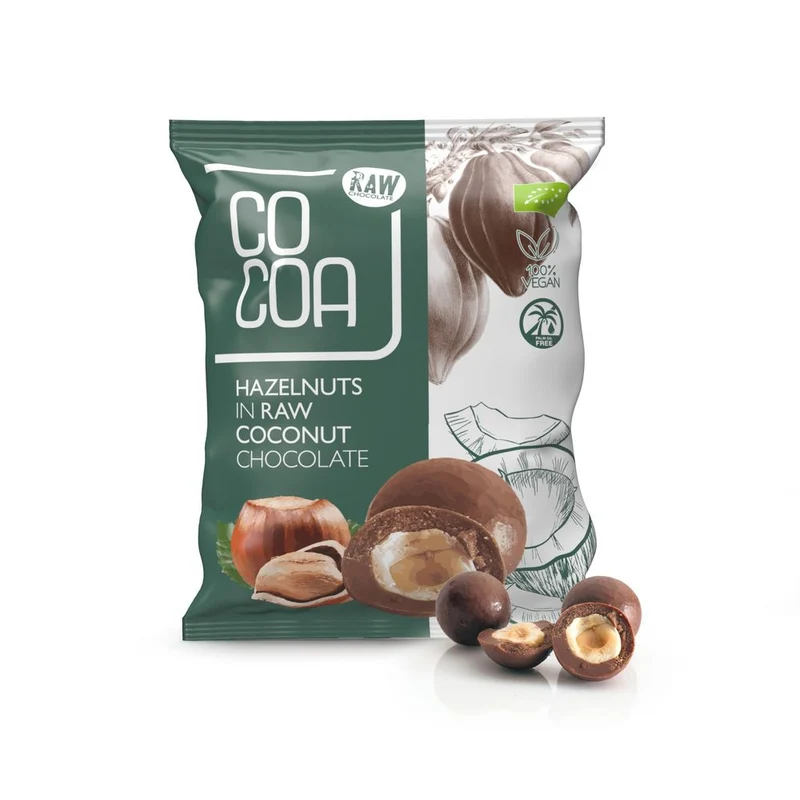 Cocoa Hazelnoten met Kokos Chocolade RAW 70 gram
