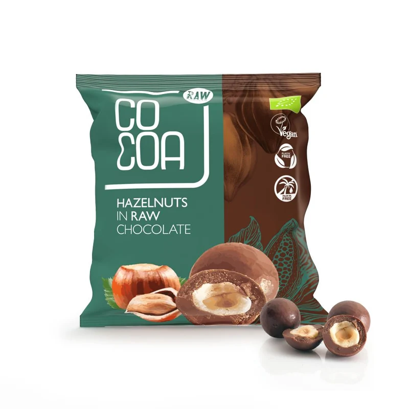 Cocoa Hazelnoten met Pure Chocolade RAW 70 gram