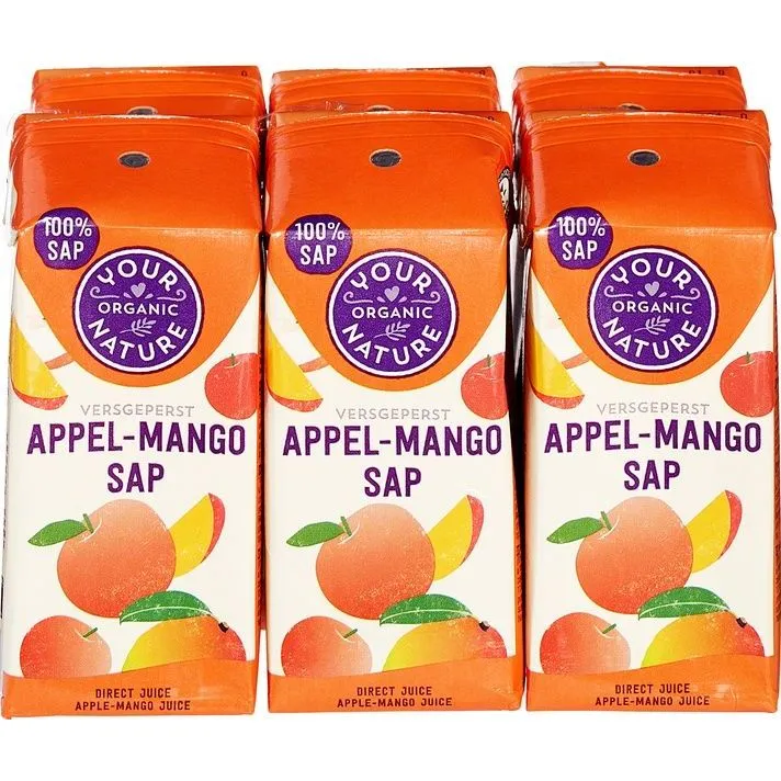 Your Organic Nature Appel Mango Sap 6 pakjes 1200 ml