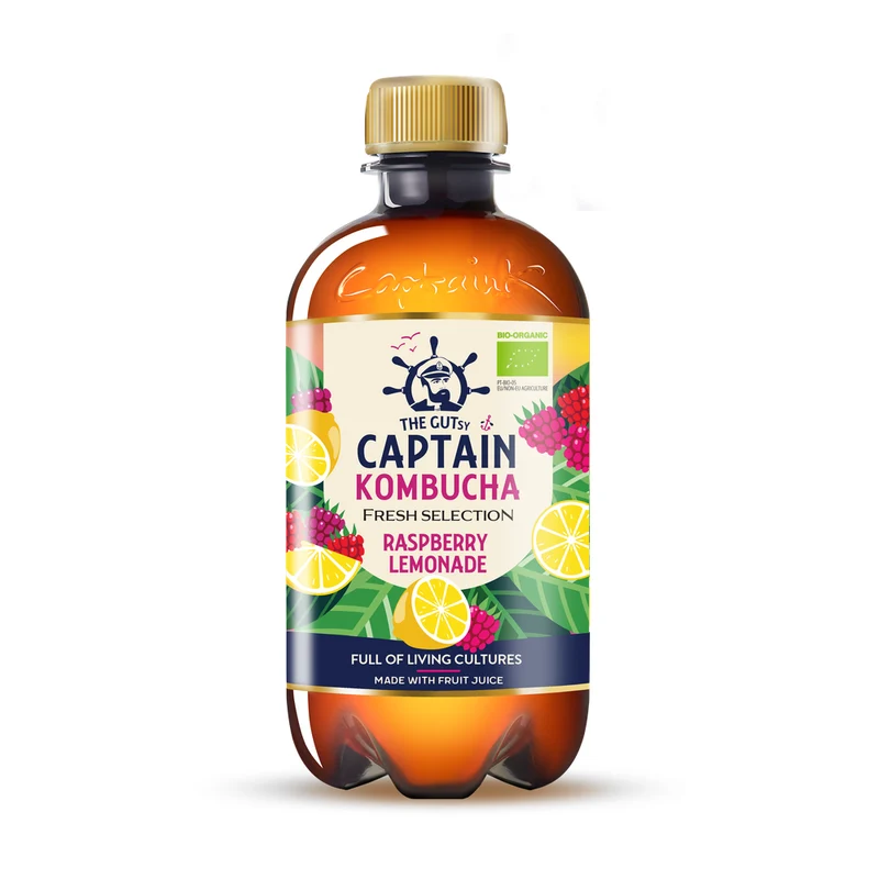 The GUTsy Captain Kombucha Fresh Raspberry Lemonade Biologisch 400 ml