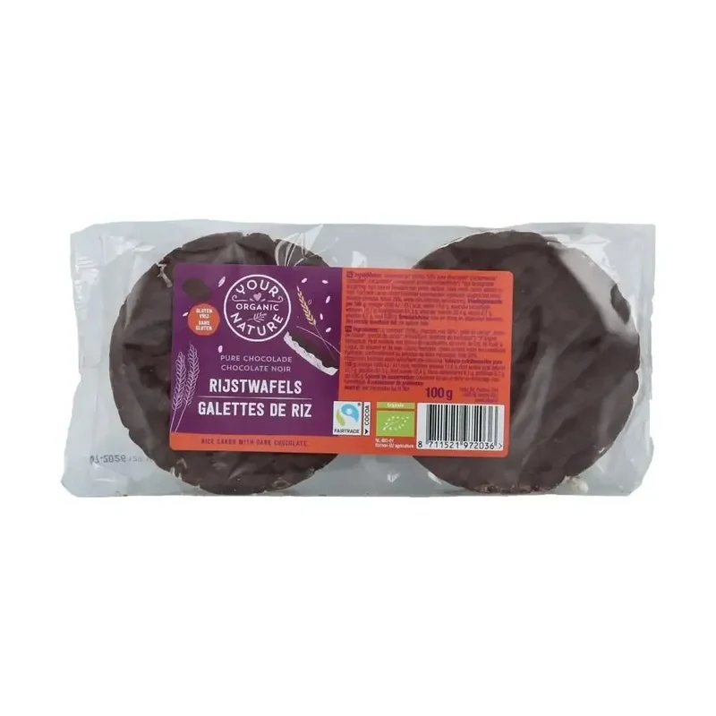 Your Organic Nature Rijstwafel chocolade puur biologisch 100 gram