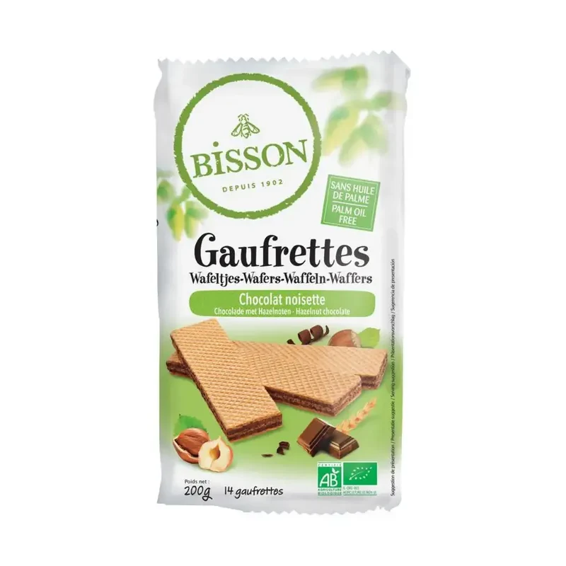 Bisson Wafels choco hazelnoot bio 200 gram