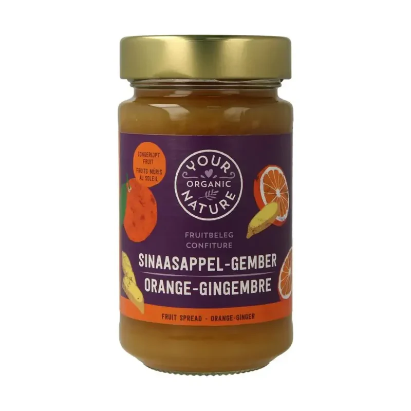 Your Organic Nature Fruit beleg sinaasappel / gember biologisch 250 gram