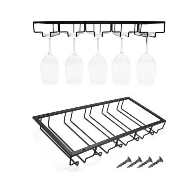 Wijnglazenhouder | Ophangrek wijnglazen | Zwart | 22.5 CM | 3 Rijen | 4 Rijen