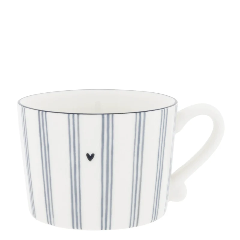 Bastion Collections White Blue Small Stripes Beker - Aardewerk - 300 ml