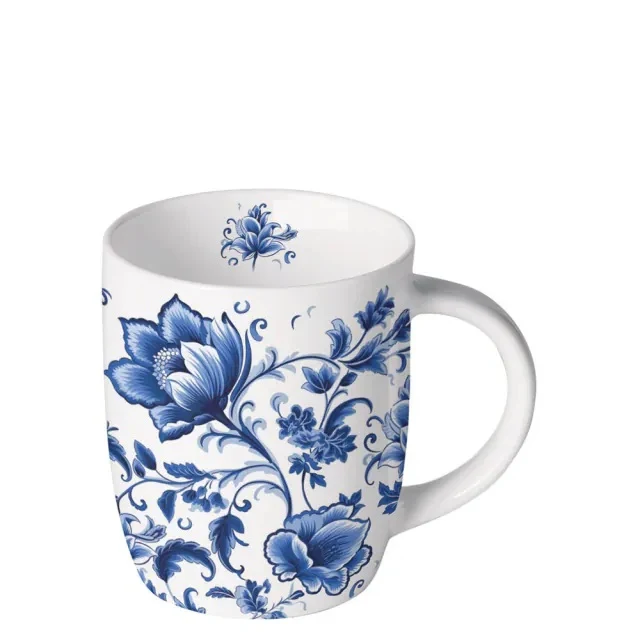 Ambiente Delft Blue Flowers Beker - Fine Bone China - 200 ml