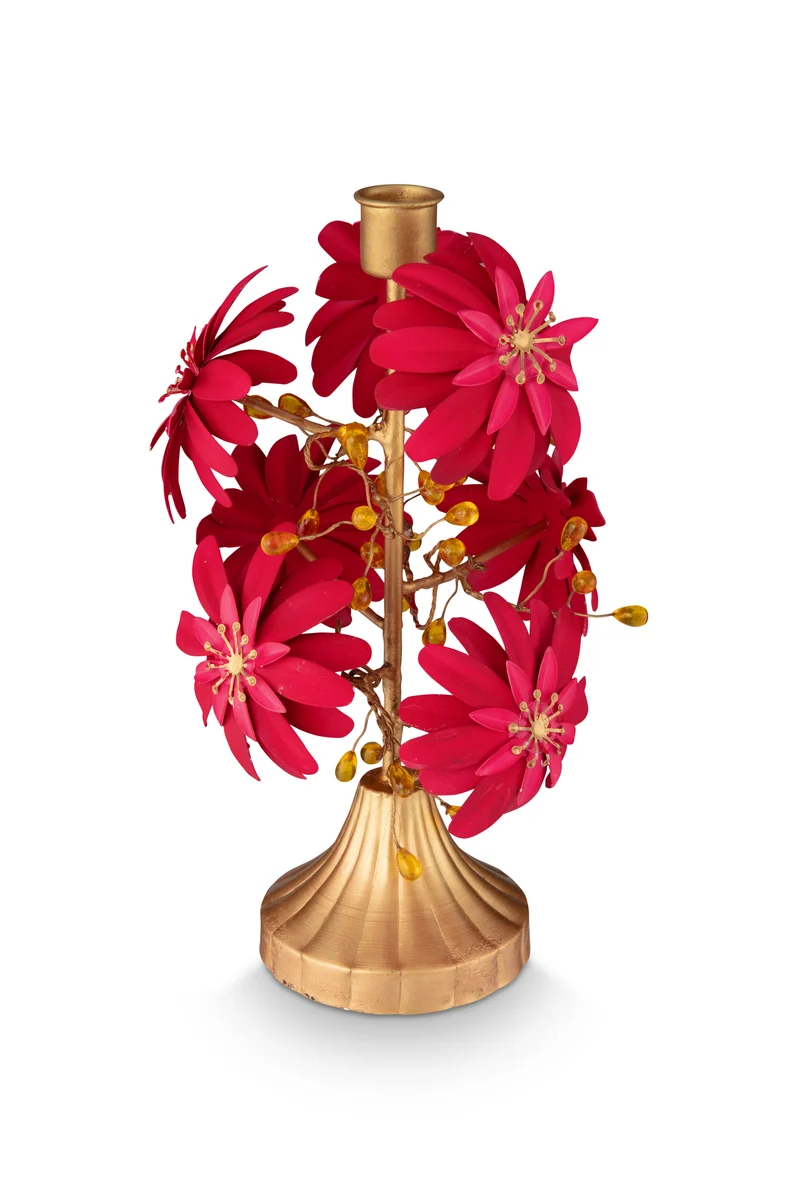 Pip Studio Blooming Tales Metal Red Kandelaar - Metaal - 29 cm x 26 cm