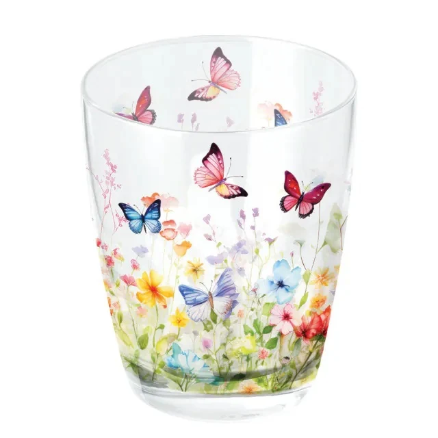 Ambiente Butterflies in Field White Waterglas - 250 ml