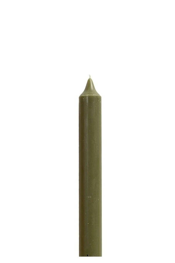 Rustik Lys Stearine Dinerkaars - Mosgroen - 28 cm