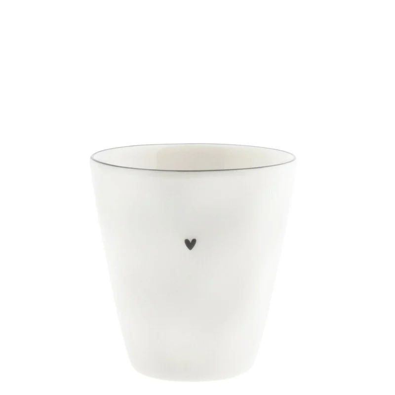 Bastion Collections White Natural Shape Black Heart Beker - Aardewerk - 200 ml