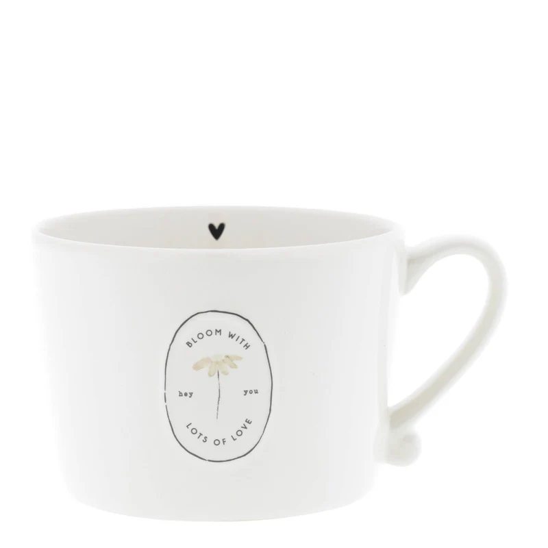 Bastion Collections White/Bloom with Lots of Love Beker - Aardewerk - 300 ml