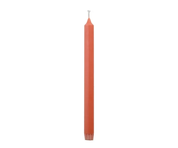 Rustik Lys Stearine Dinerkaars- Coral - 28 cm