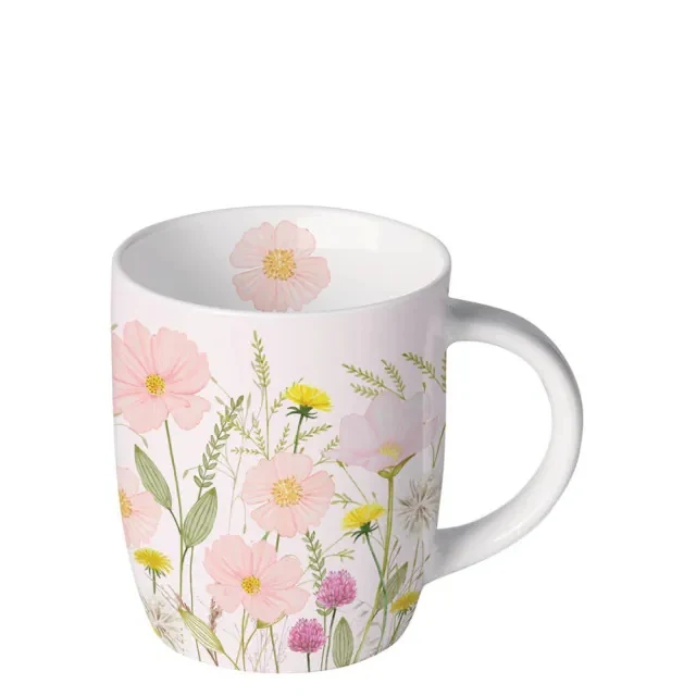 Ambiente Pastel Flowers Pink Beker - Fine Bone China - 200 ml