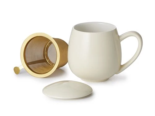 ChaCult Saara Gold Cream White Beker - Porselein - 350 ml