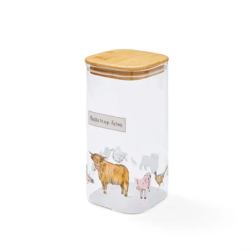 Cooksmart Buttercup Farm Voorraadpot - Glas/Bamboe - 1,5 ltr.