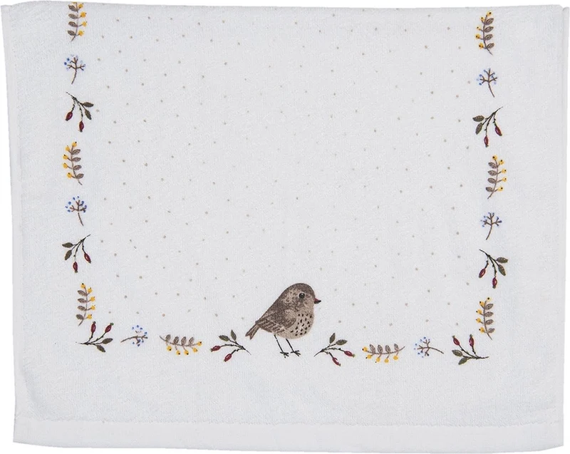 Clayre & Eef Gastendoekje - Vogeltje - 100% Katoen - 40 cm x 66 cm