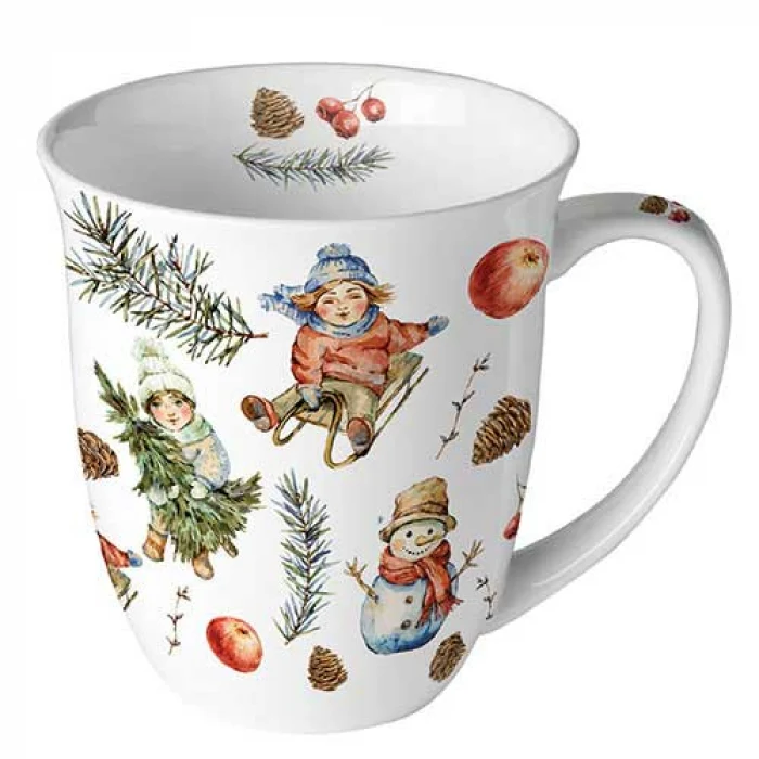 Ambiente Playing Outside White Beker - Fine Bone China - 400 ml